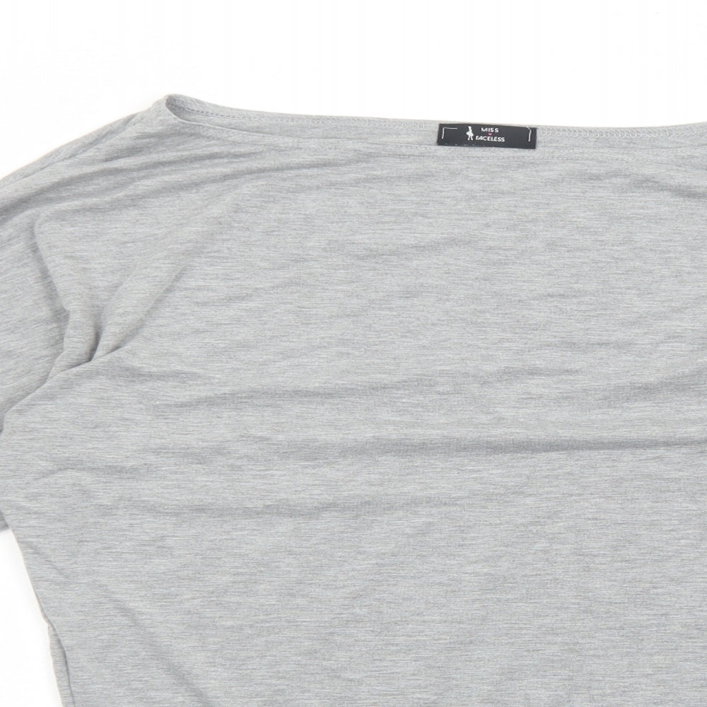 Miss Faceless Womens Grey Polyester Basic T-Shirt Size M Boat Neck