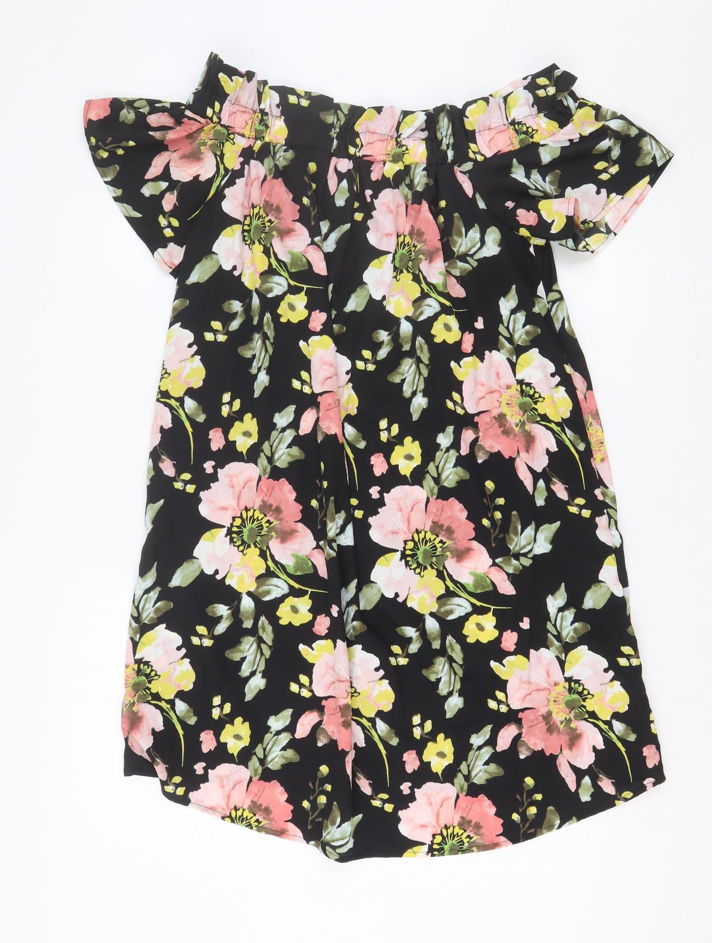 Atmosphere Womens Black Floral Polyester A-Line Size 14 Off the Shoulder Pullover - Bardot