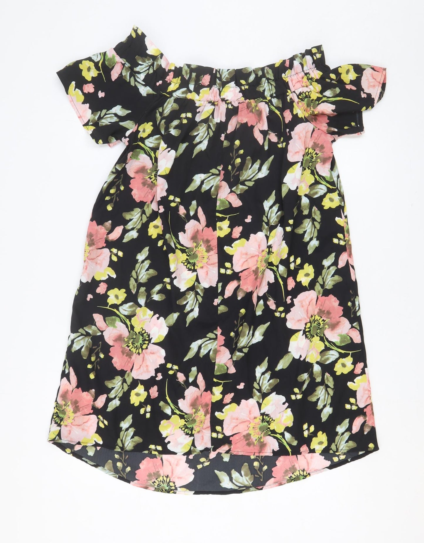 Atmosphere Womens Black Floral Polyester A-Line Size 14 Off the Shoulder Pullover - Bardot