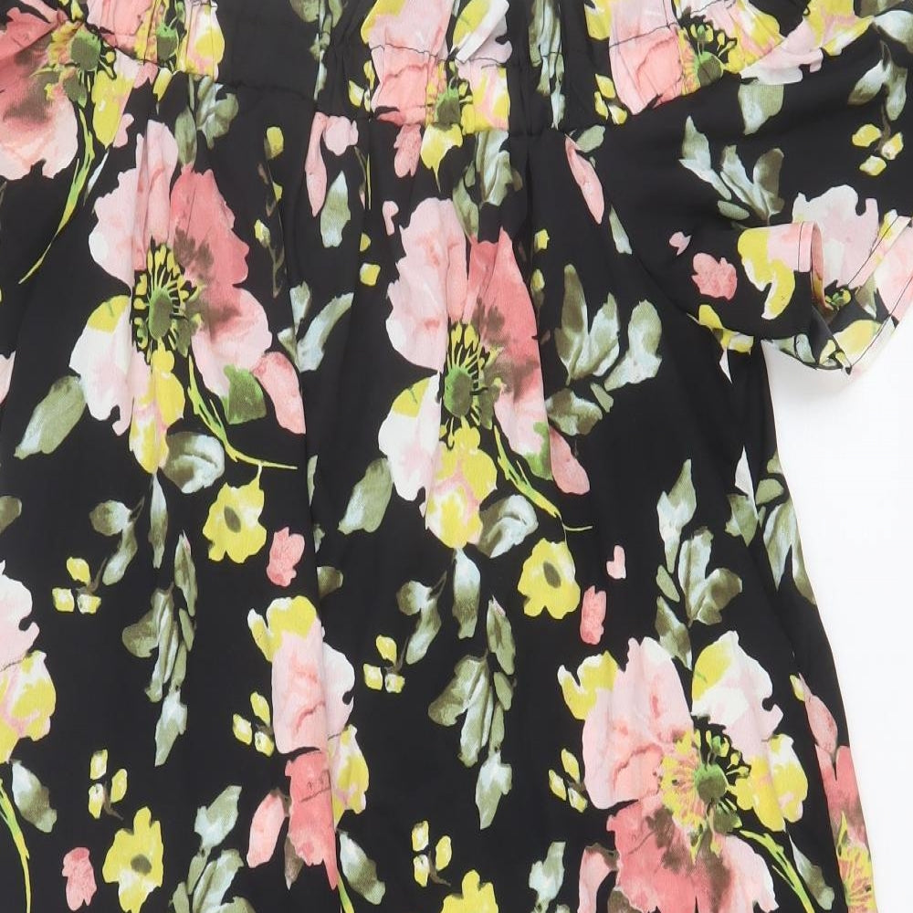 Atmosphere Womens Black Floral Polyester A-Line Size 14 Off the Shoulder Pullover - Bardot