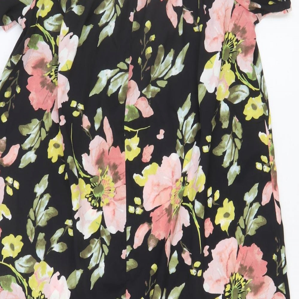 Atmosphere Womens Black Floral Polyester A-Line Size 14 Off the Shoulder Pullover - Bardot