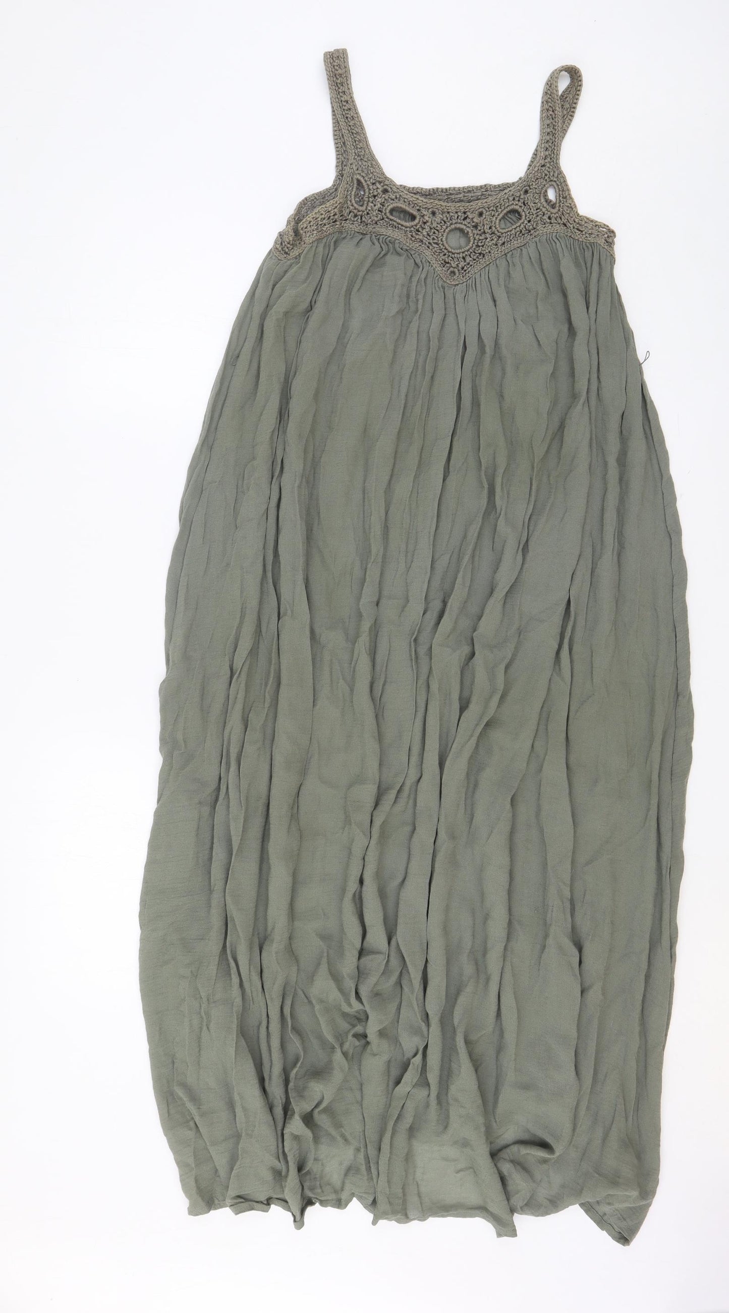 French Connection Womens Green 100% Cotton A-Line Size 8 Round Neck Pullover