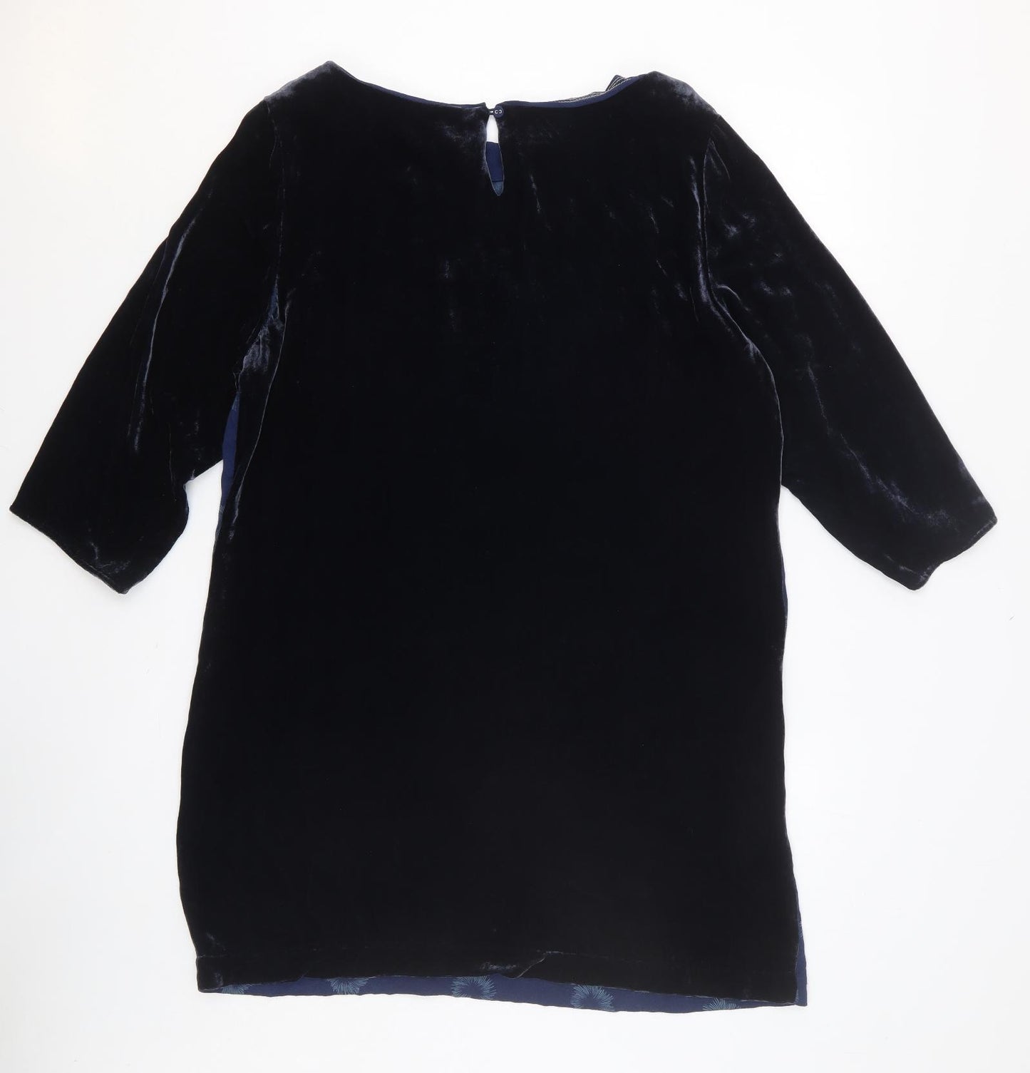 White Stuff Womens Blue Geometric Viscose A-Line Size 18 Round Neck Button