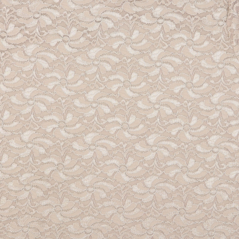 Eastex Womens Beige Floral Polyamide Basic T-Shirt Size 22 Scoop Neck