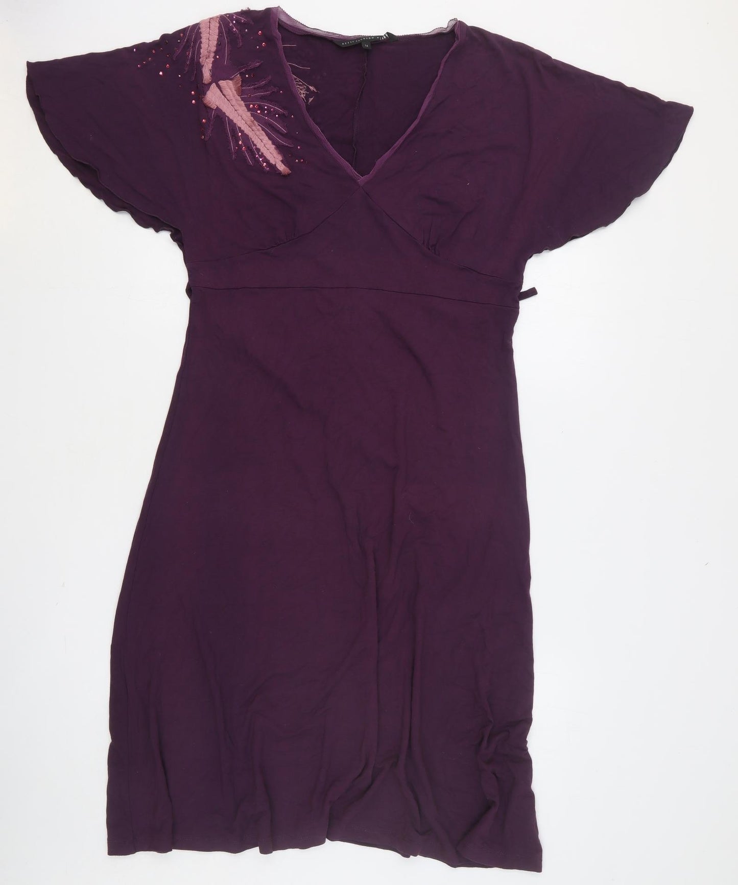 Betty Jackson Black Womens Purple Viscose Trapeze & Swing Size 14 V-Neck Pullover