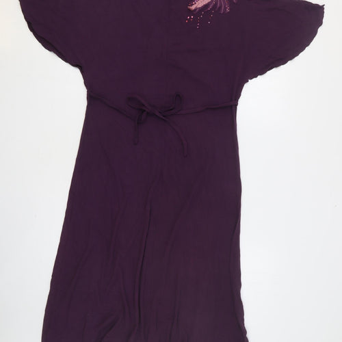 Betty Jackson Black Womens Purple Viscose Trapeze & Swing Size 14 V-Neck Pullover