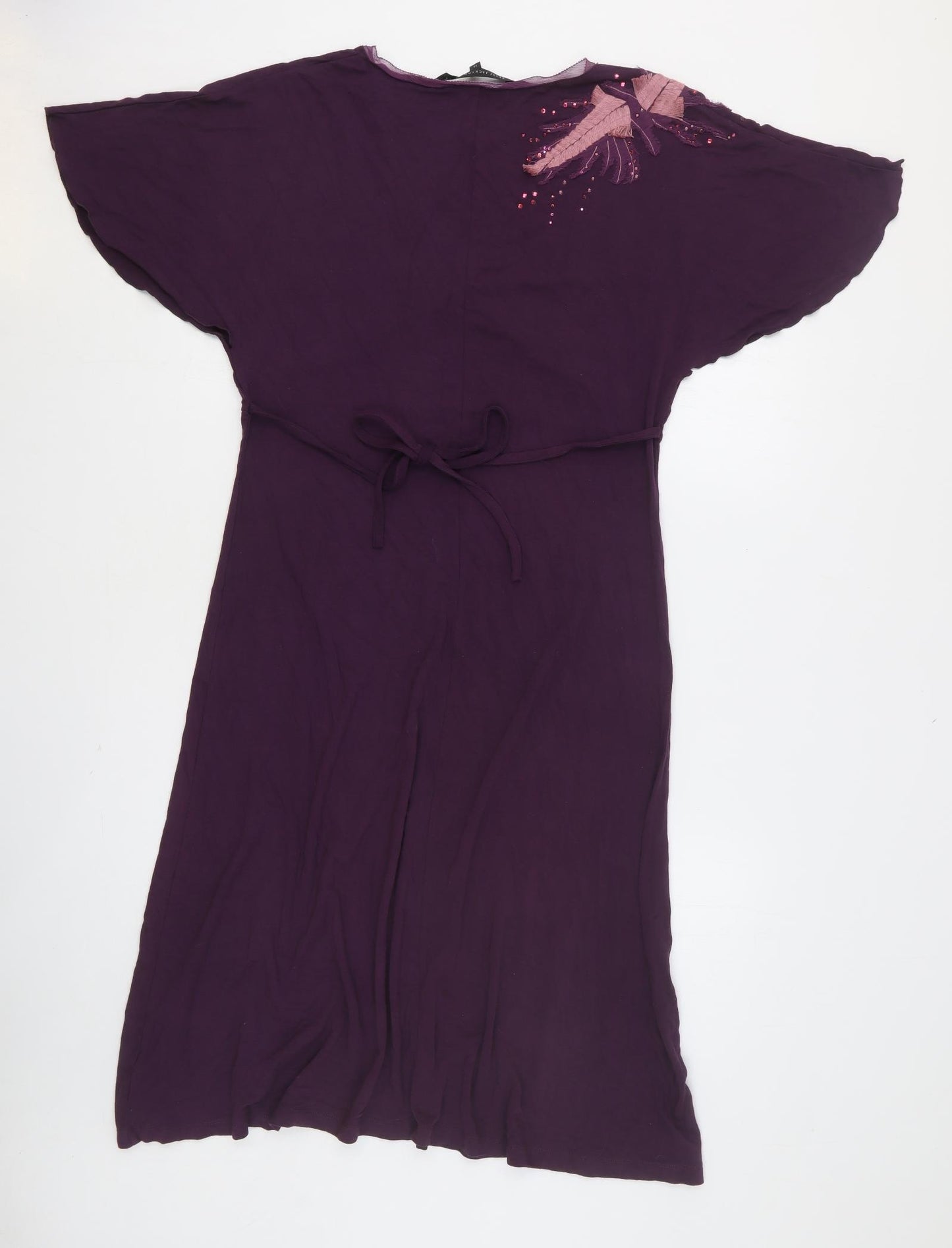 Betty Jackson Black Womens Purple Viscose Trapeze & Swing Size 14 V-Neck Pullover