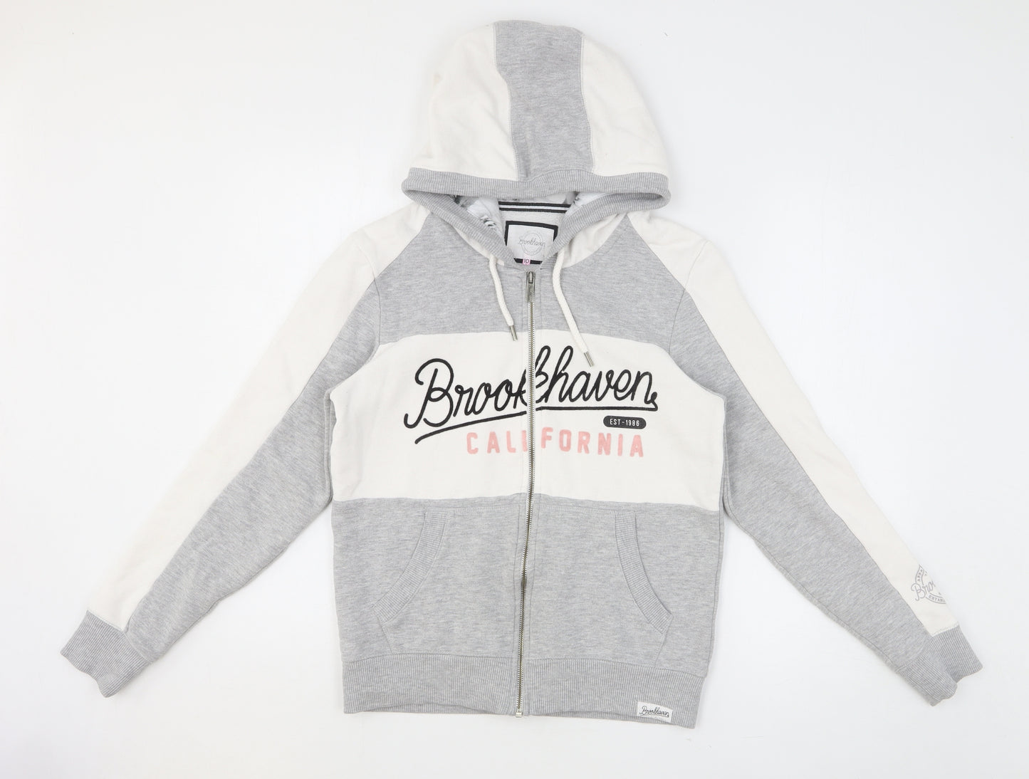 Brookhaven Womens Grey Polyester Full Zip Hoodie Size 10 Zip - Brooklyn