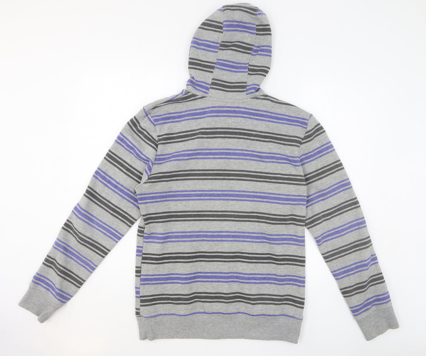 Peacocks Mens Grey Striped Polyester Full Zip Hoodie Size S