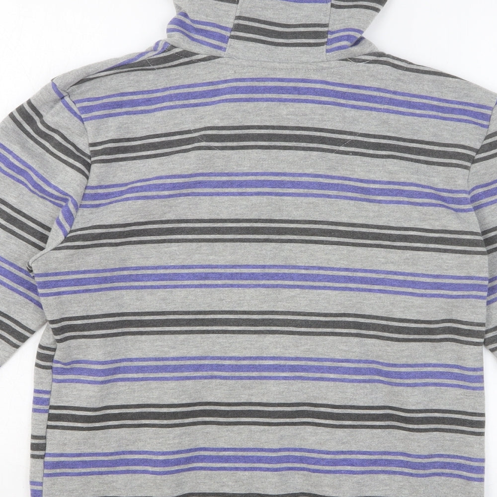 Peacocks Mens Grey Striped Polyester Full Zip Hoodie Size S