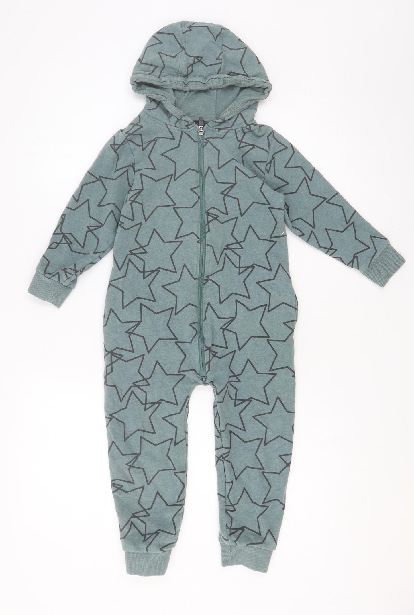 NEXT Boys Green Geometric Viscose One Piece Size 4-5 Years Zip - Star Print