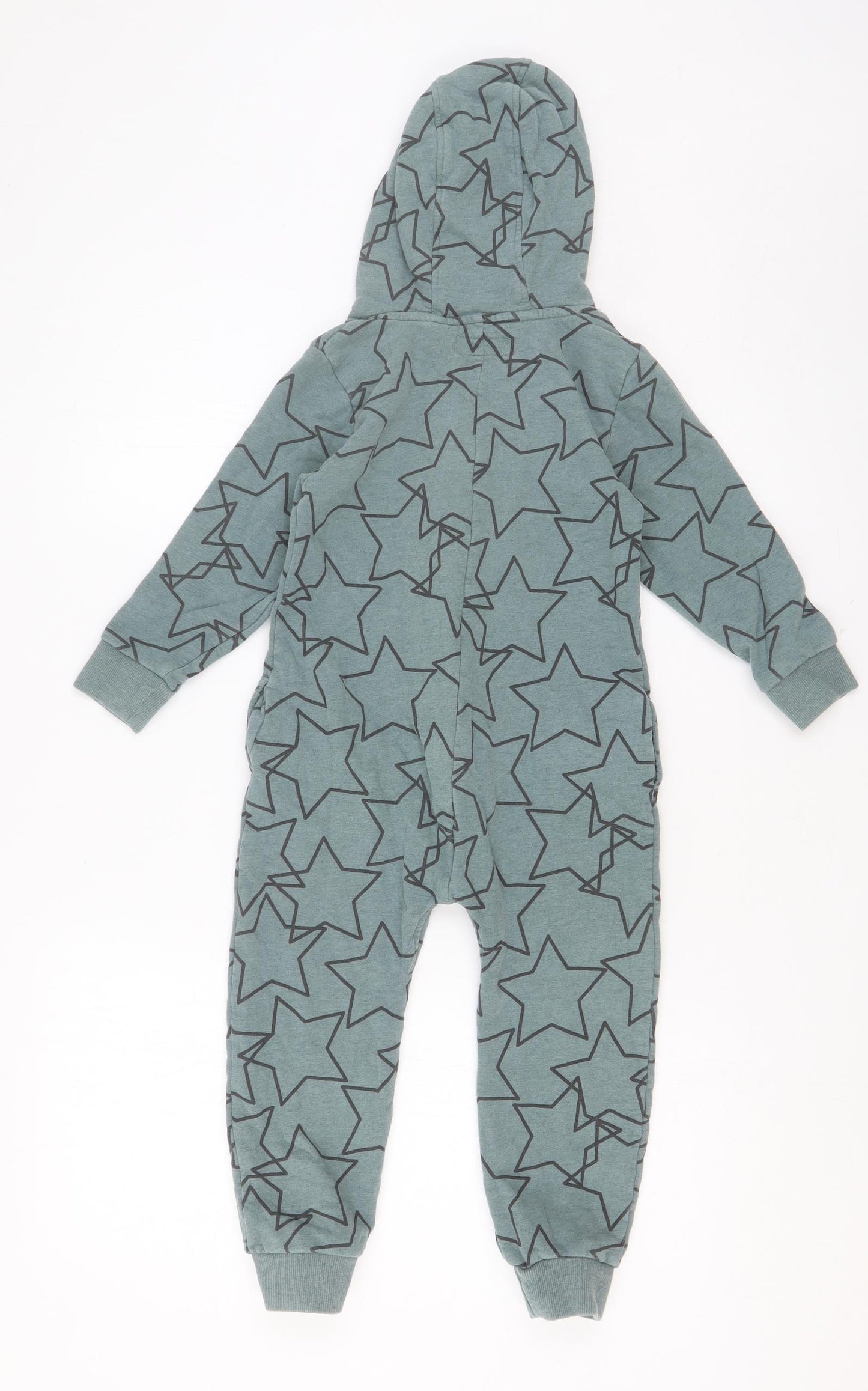 NEXT Boys Green Geometric Viscose One Piece Size 4-5 Years Zip - Star Print