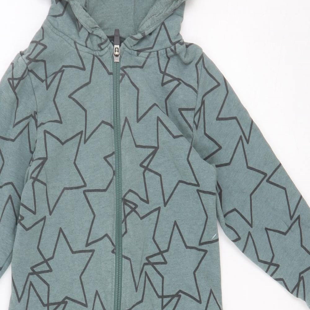 NEXT Boys Green Geometric Viscose One Piece Size 4-5 Years Zip - Star Print
