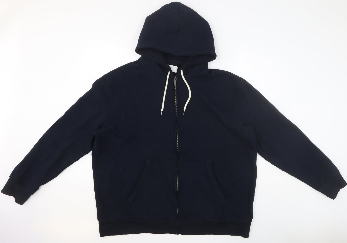 Marks and Spencer Mens Blue Cotton Full Zip Hoodie Size 2XL