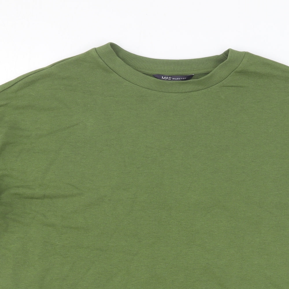 Marks and Spencer Womens Green Cotton Pullover Sweatshirt Size 8 Pullover