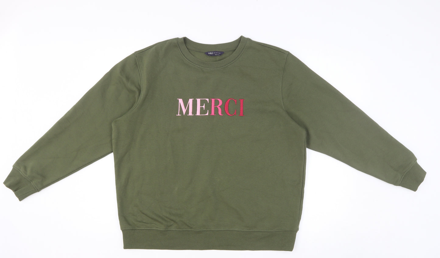Marks and Spencer Womens Green Cotton Pullover Sweatshirt Size M Pullover - MERCI