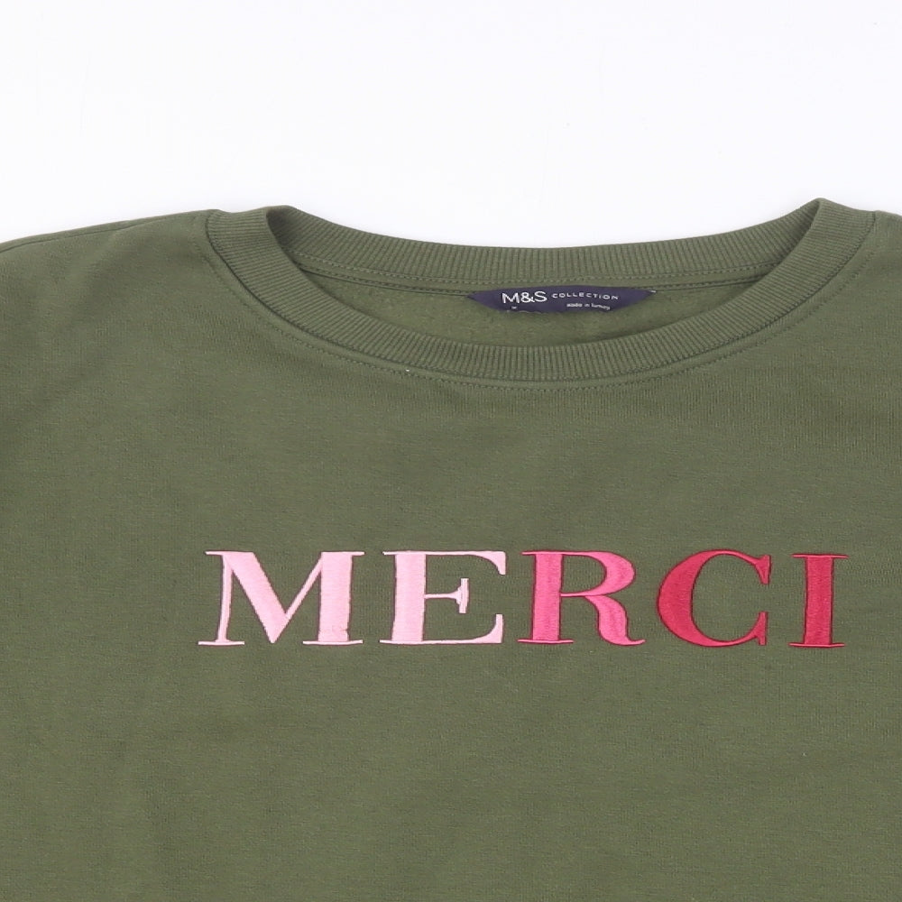 Marks and Spencer Womens Green Cotton Pullover Sweatshirt Size M Pullover - MERCI