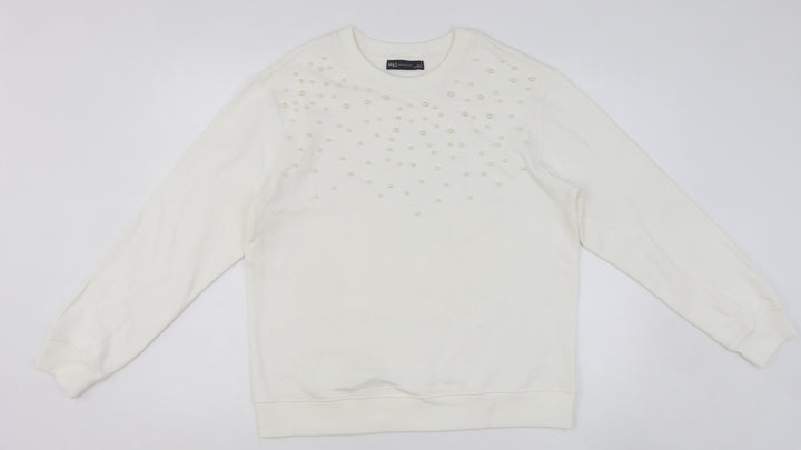 Marks and Spencer Womens White Cotton Pullover Sweatshirt Size S Pullover