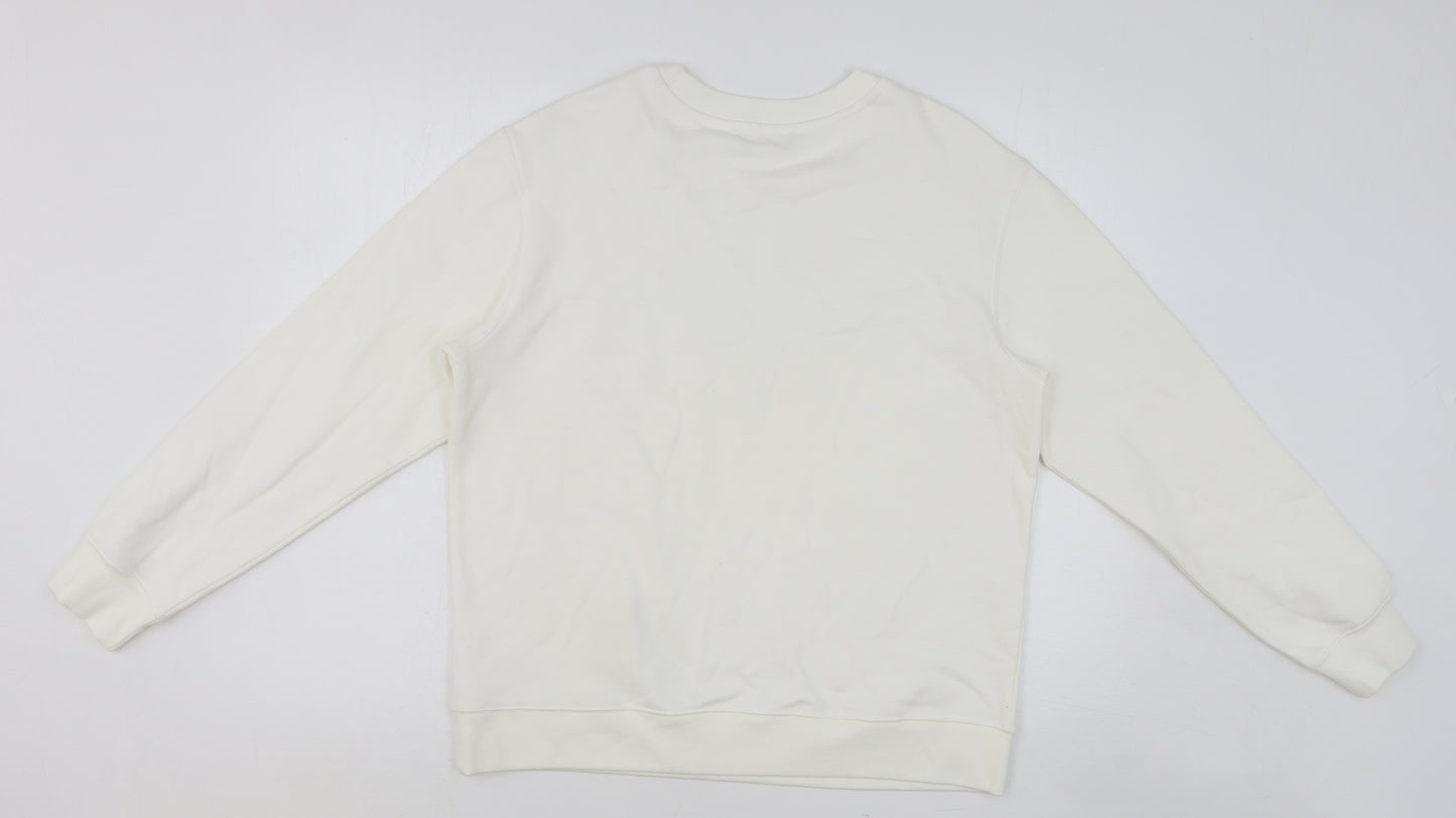 Marks and Spencer Womens White Cotton Pullover Sweatshirt Size S Pullover