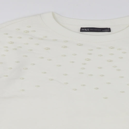 Marks and Spencer Womens White Cotton Pullover Sweatshirt Size S Pullover