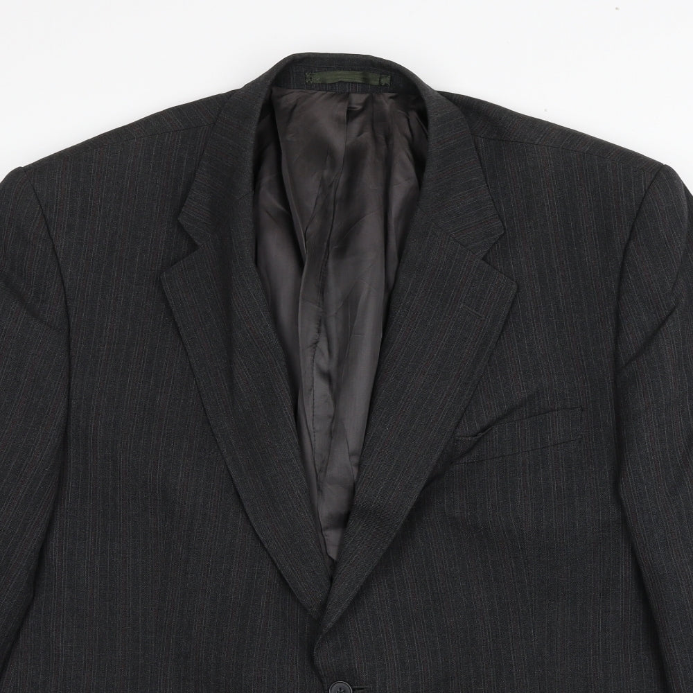 The Label Mens Grey Striped Wool Jacket Blazer Size 48 Regular