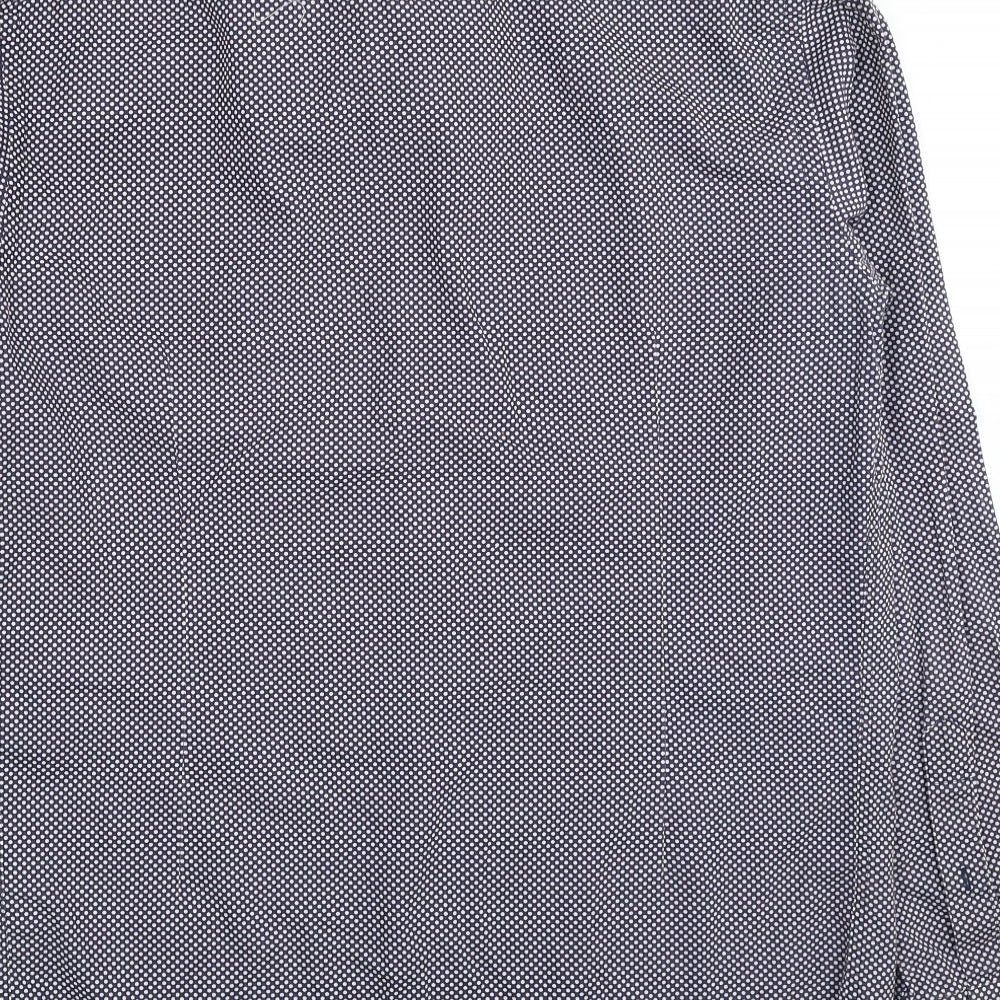 Zara Mens Blue Geometric Cotton Button-Up Size L Collared Button