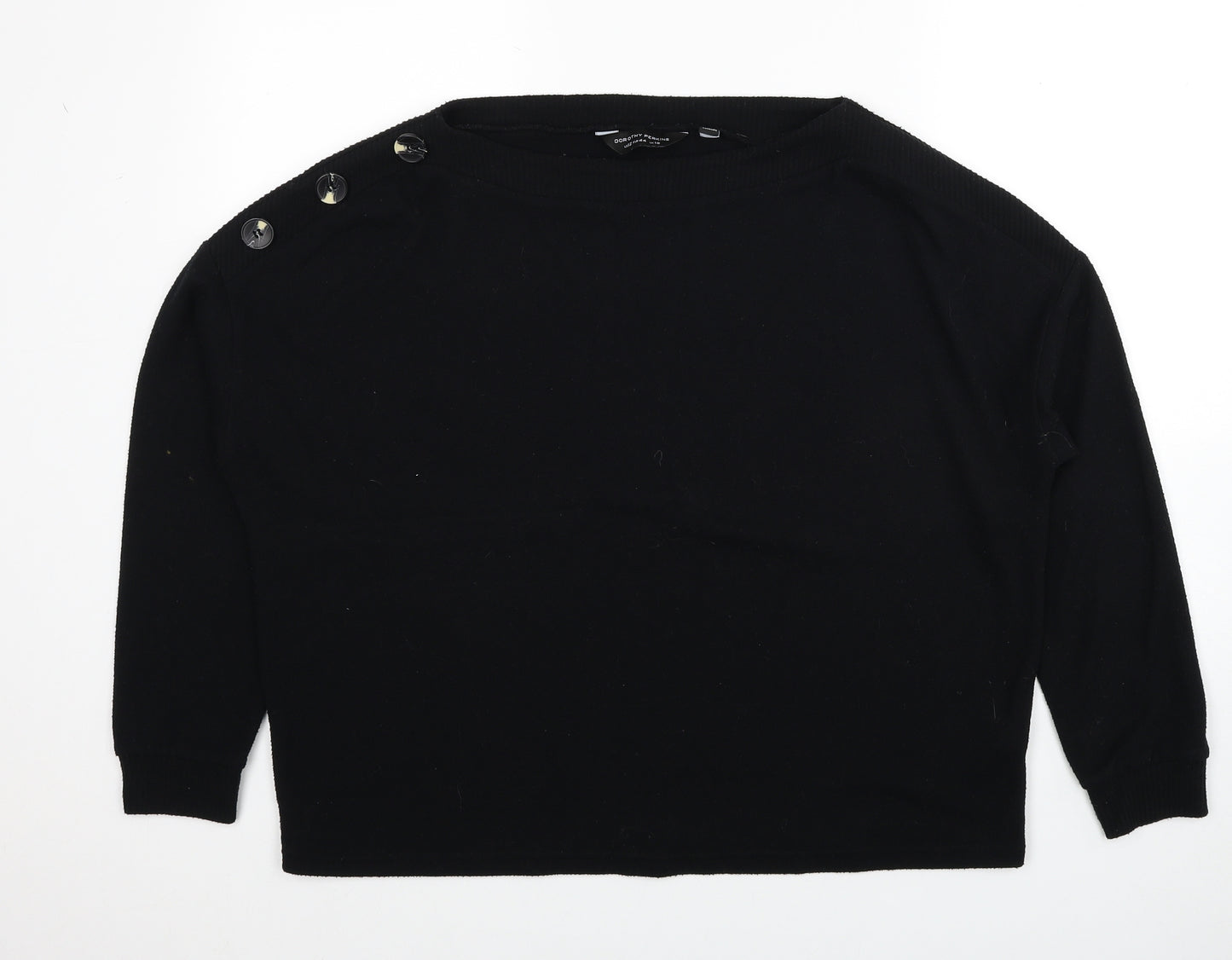 Dorothy Perkins Womens Black Round Neck Polyester Pullover Jumper Size 14