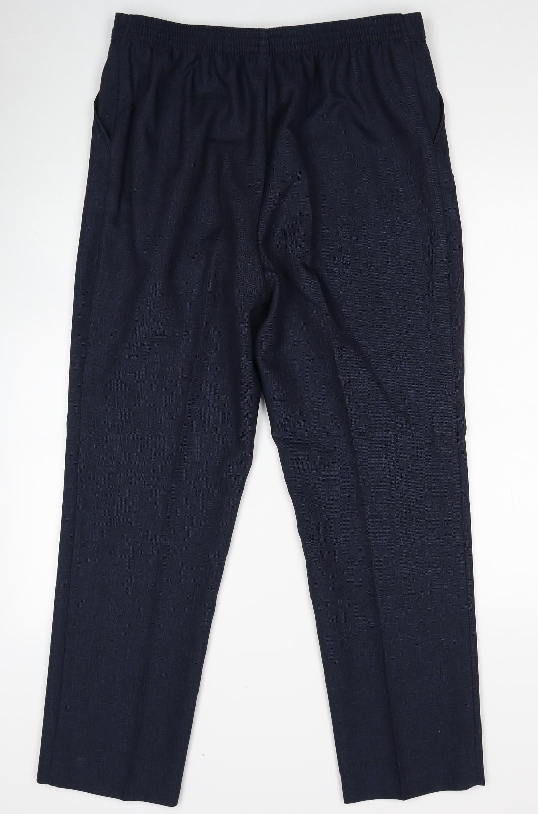 Marks and Spencer Womens Blue Polyester Trousers Size 14 Regular