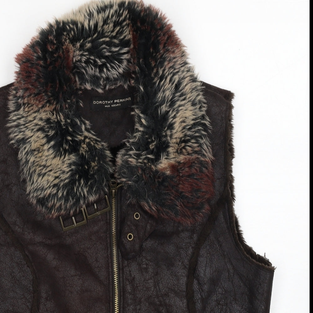 Dorothy Perkins Womens Brown Gilet Jacket Size 14 Zip