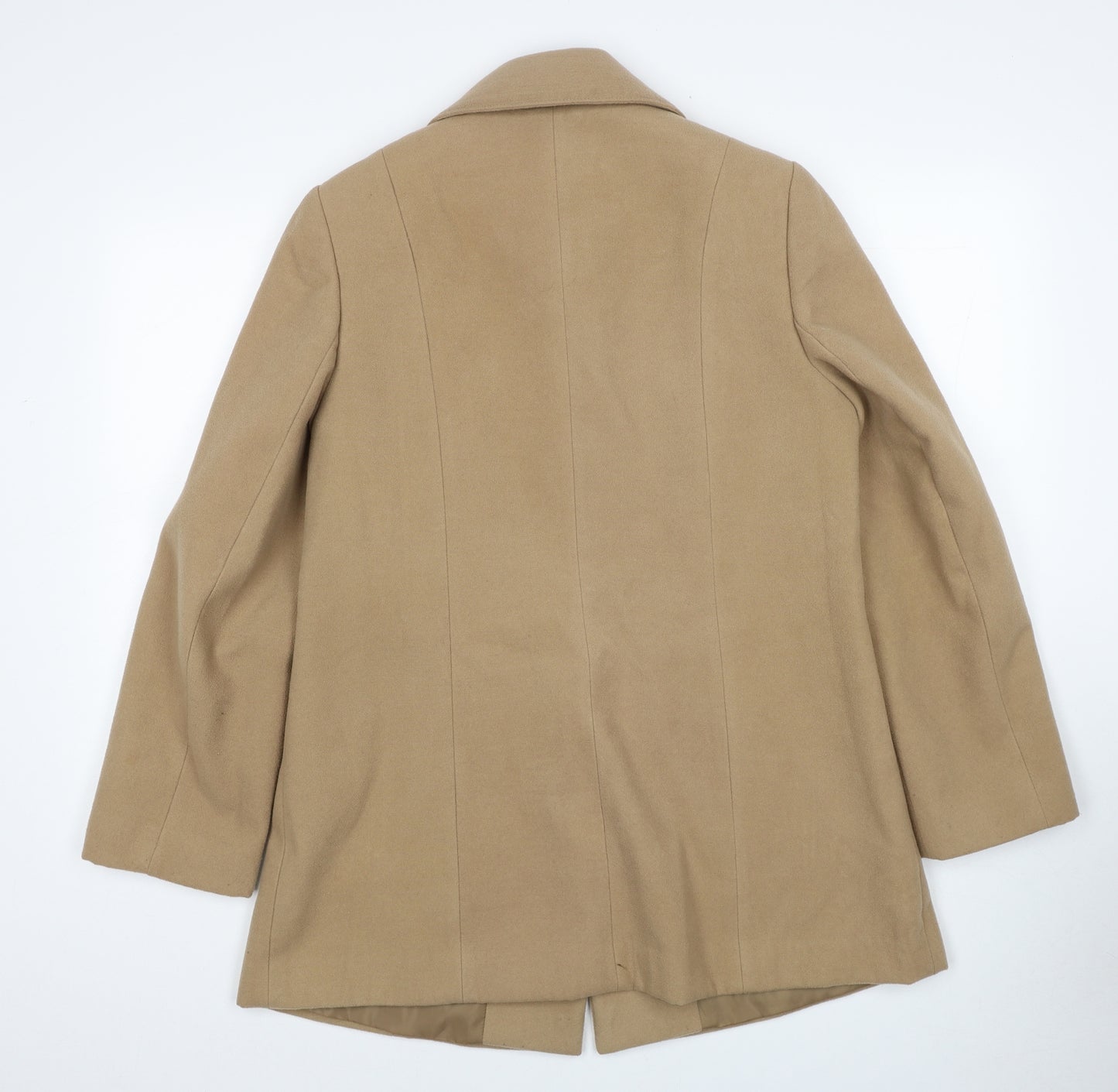 EWM Womens Beige Pea Coat Coat Size 12 Button