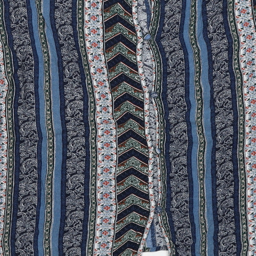 H&M Womens Blue Striped Viscose Basic Blouse Size 8 Round Neck
