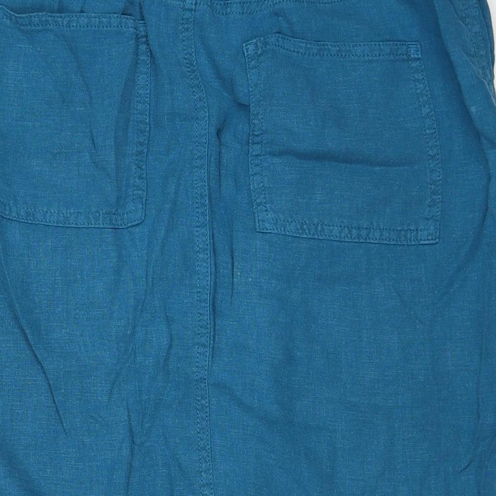 Marks and Spencer Womens Blue Linen Straight & Pencil Set Size 8 Drawstring