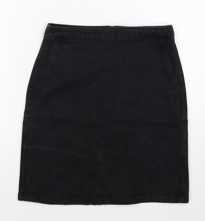 Ware Denim Womens Black Cotton Straight & Pencil Skirt Size 8 Zip