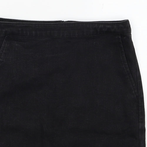 Ware Denim Womens Black Cotton Straight & Pencil Skirt Size 8 Zip