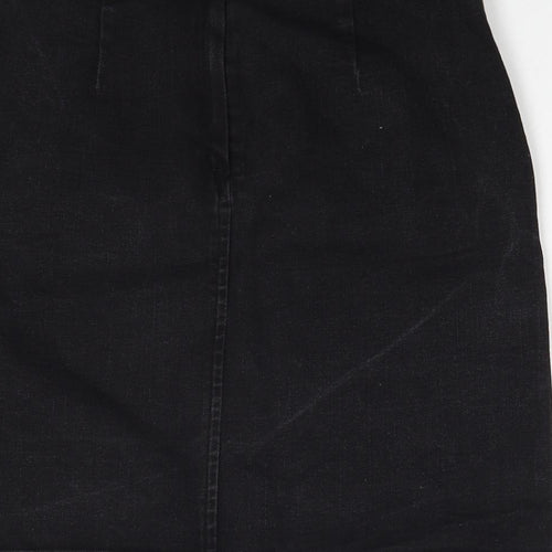 Ware Denim Womens Black Cotton Straight & Pencil Skirt Size 8 Zip