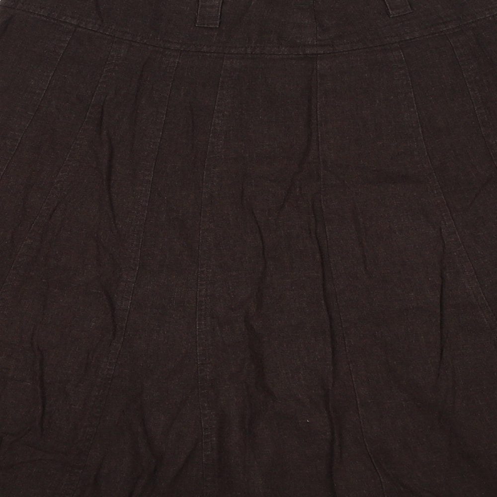 New Look Womens Brown Linen Swing Skirt Size 8 Zip