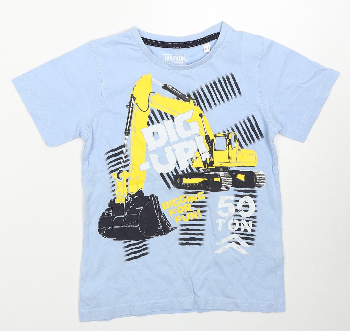 Palomino Boys Blue Cotton Basic T-Shirt Size 6-7 Years Round Neck Pullover - Dig Up