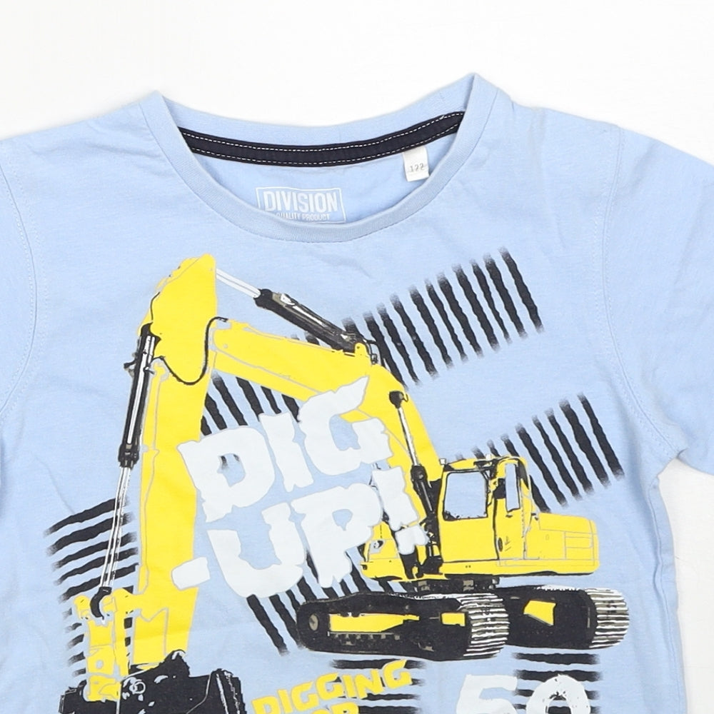 Palomino Boys Blue Cotton Basic T-Shirt Size 6-7 Years Round Neck Pullover - Dig Up