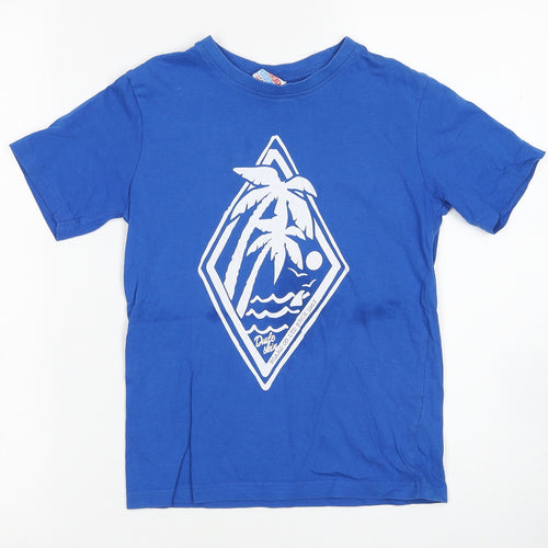 Dudeskin Boys Blue Cotton Basic T-Shirt Size 7-8 Years Round Neck Pullover
