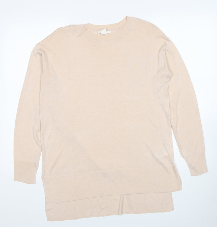 H&M Womens Pink Round Neck Acrylic Pullover Jumper Size S