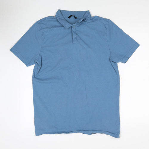 Very Mens Blue Cotton Polo Size L Collared Pullover