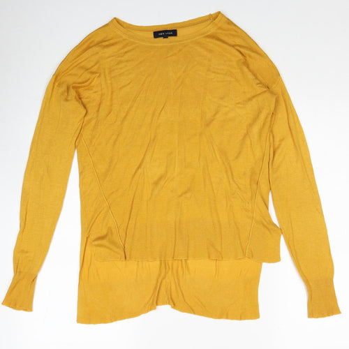 New Look Womens Yellow Boat Neck Acrylic Pullover Jumper Size 6
