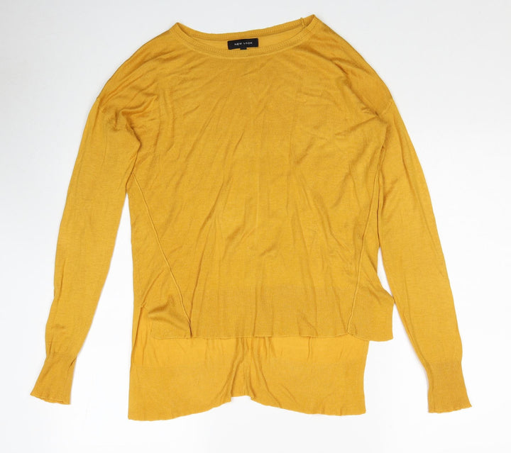 New Look Womens Yellow Boat Neck Acrylic Pullover Jumper Size 6