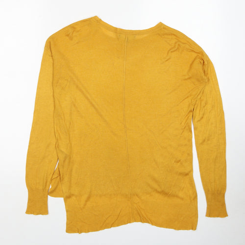New Look Womens Yellow Boat Neck Acrylic Pullover Jumper Size 6