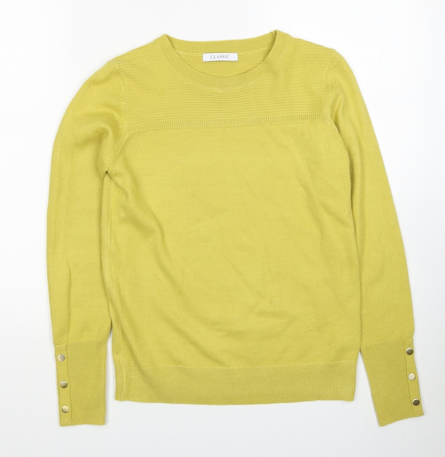 Marks and Spencer Womens Yellow Round Neck Acrylic Pullover Jumper Size 6