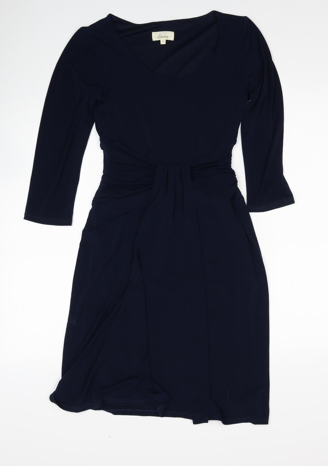 Linea Womens Blue Polyester A-Line Size 8 V-Neck Pullover
