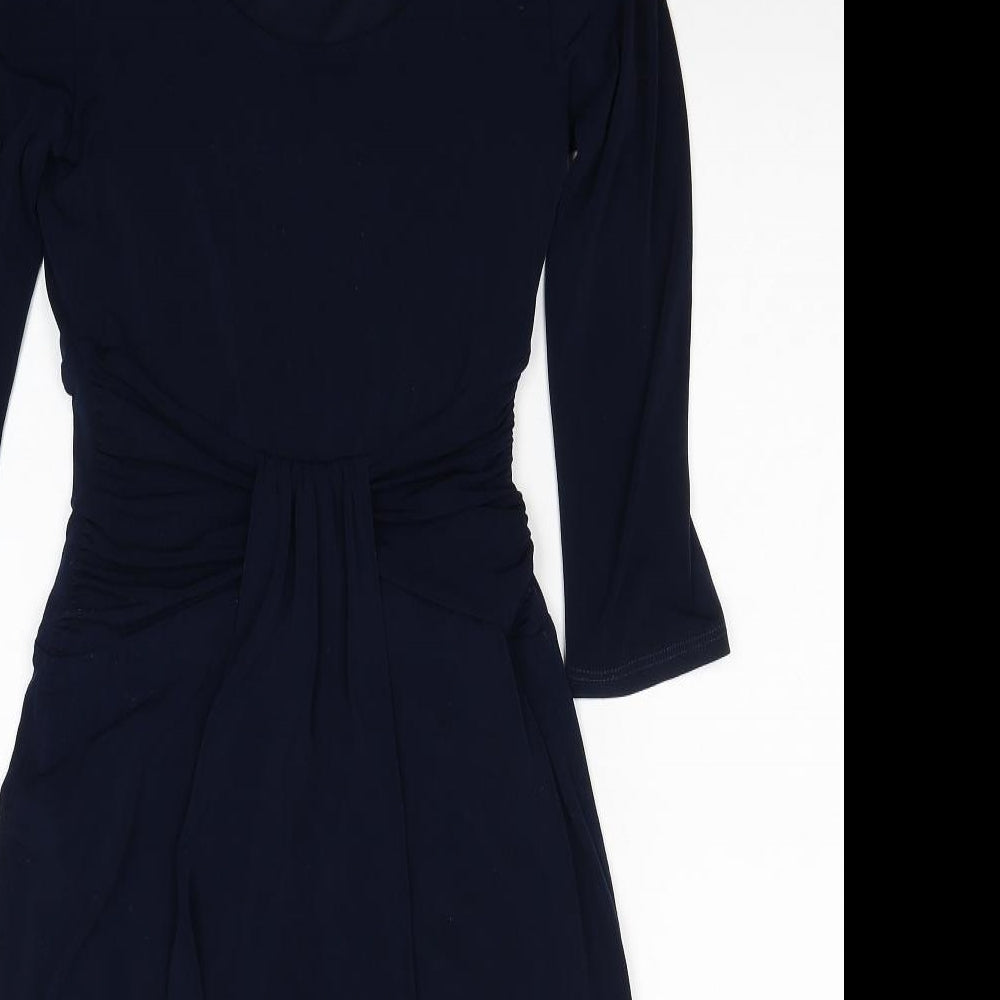 Linea Womens Blue Polyester A-Line Size 8 V-Neck Pullover