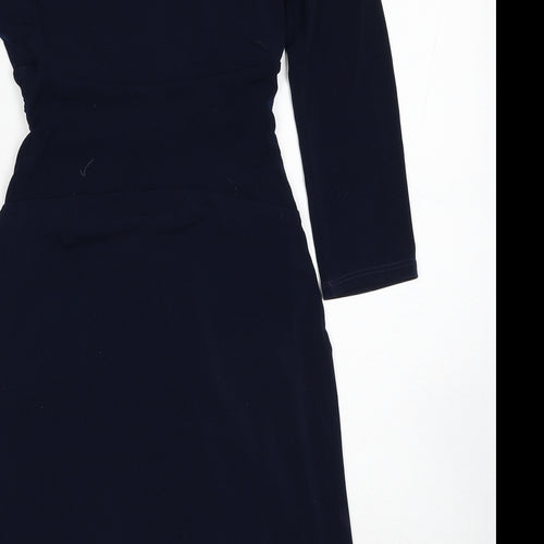 Linea Womens Blue Polyester A-Line Size 8 V-Neck Pullover
