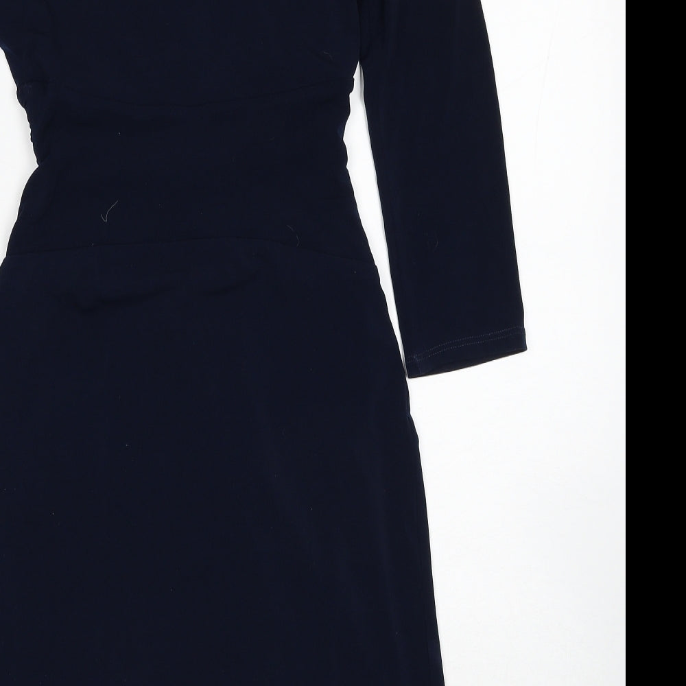 Linea Womens Blue Polyester A-Line Size 8 V-Neck Pullover