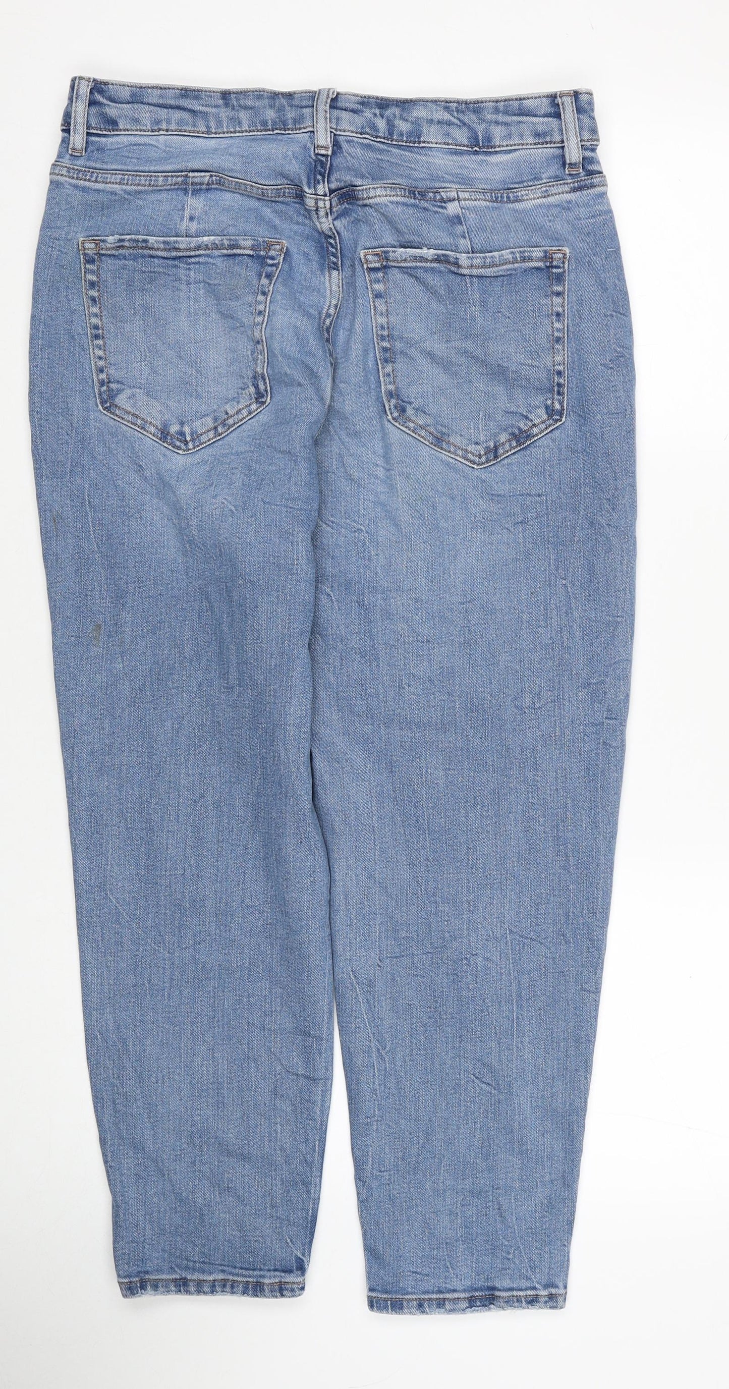 Marks and Spencer Womens Blue Cotton Straight Jeans Size 12 Regular Zip